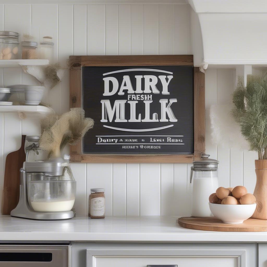 Vintage Dairy Sign in Farmhouse Kitchen