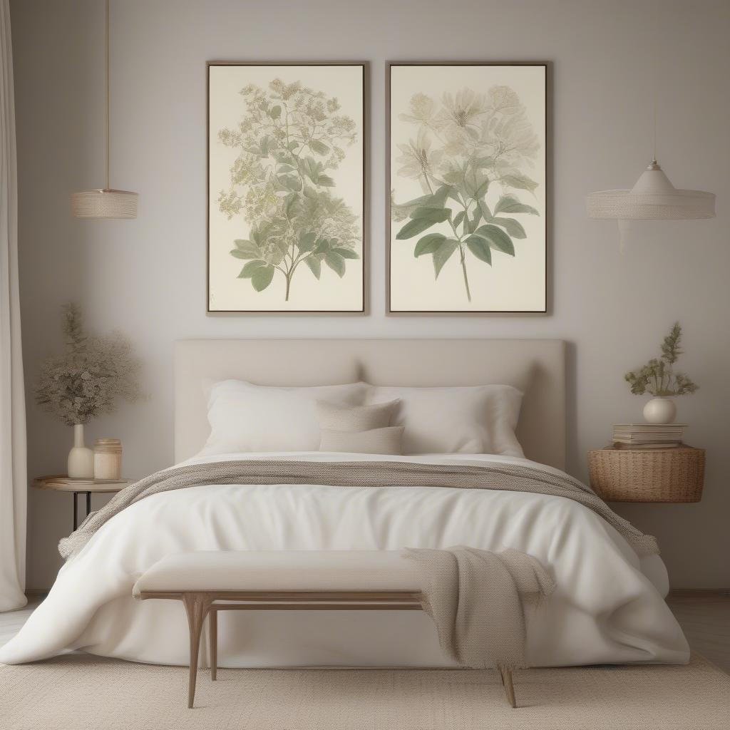 Vintage Style Canvas Print in a Bedroom