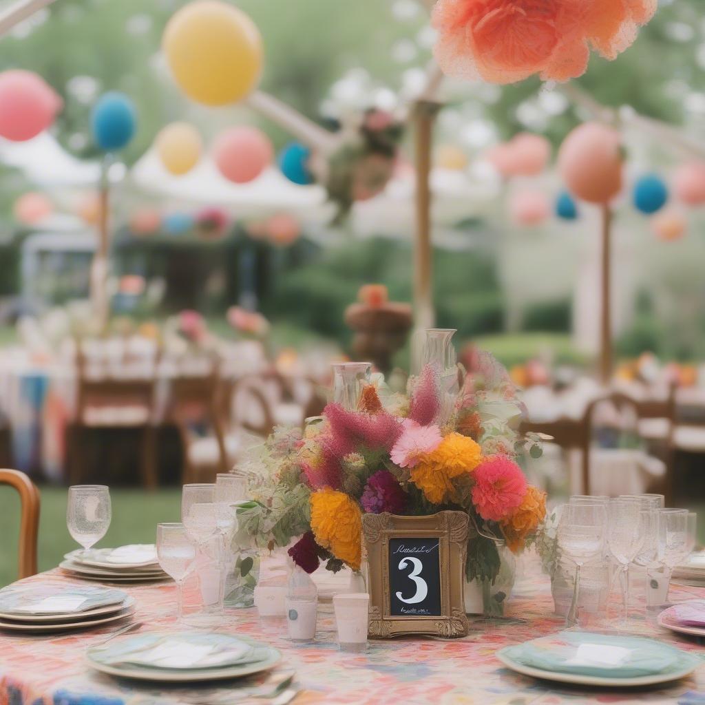 Vintage Table Number Picture Frames at a Garden Party