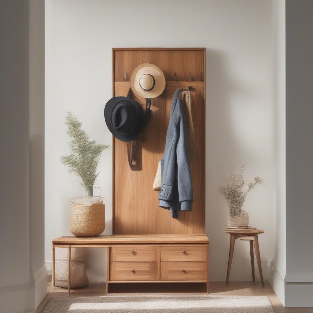 Vintage Wood Coat Rack in a Stylish Entryway