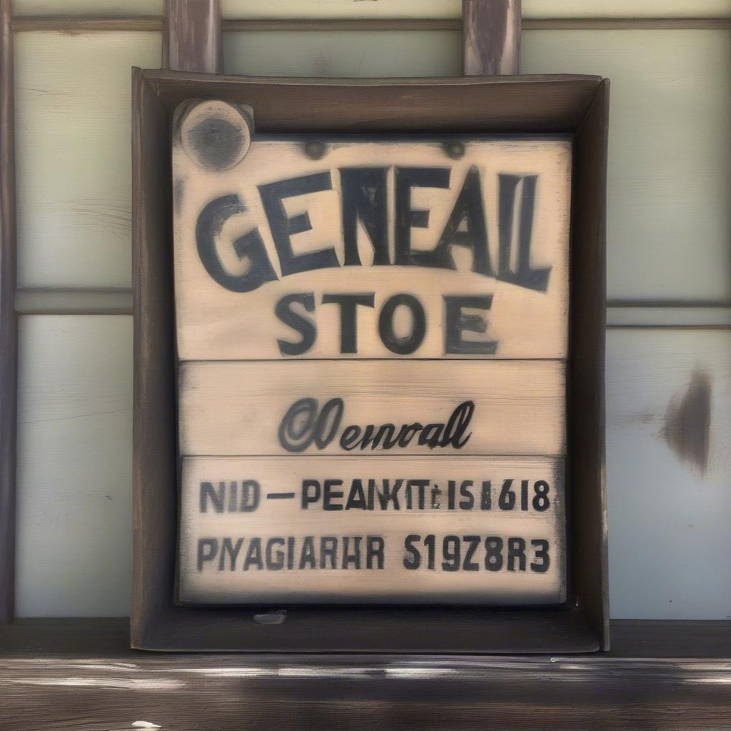 Vintage Wooden Sign Depicting a General Store