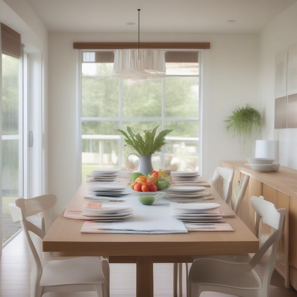 Modern Table Setting with Vinyl White Placemats