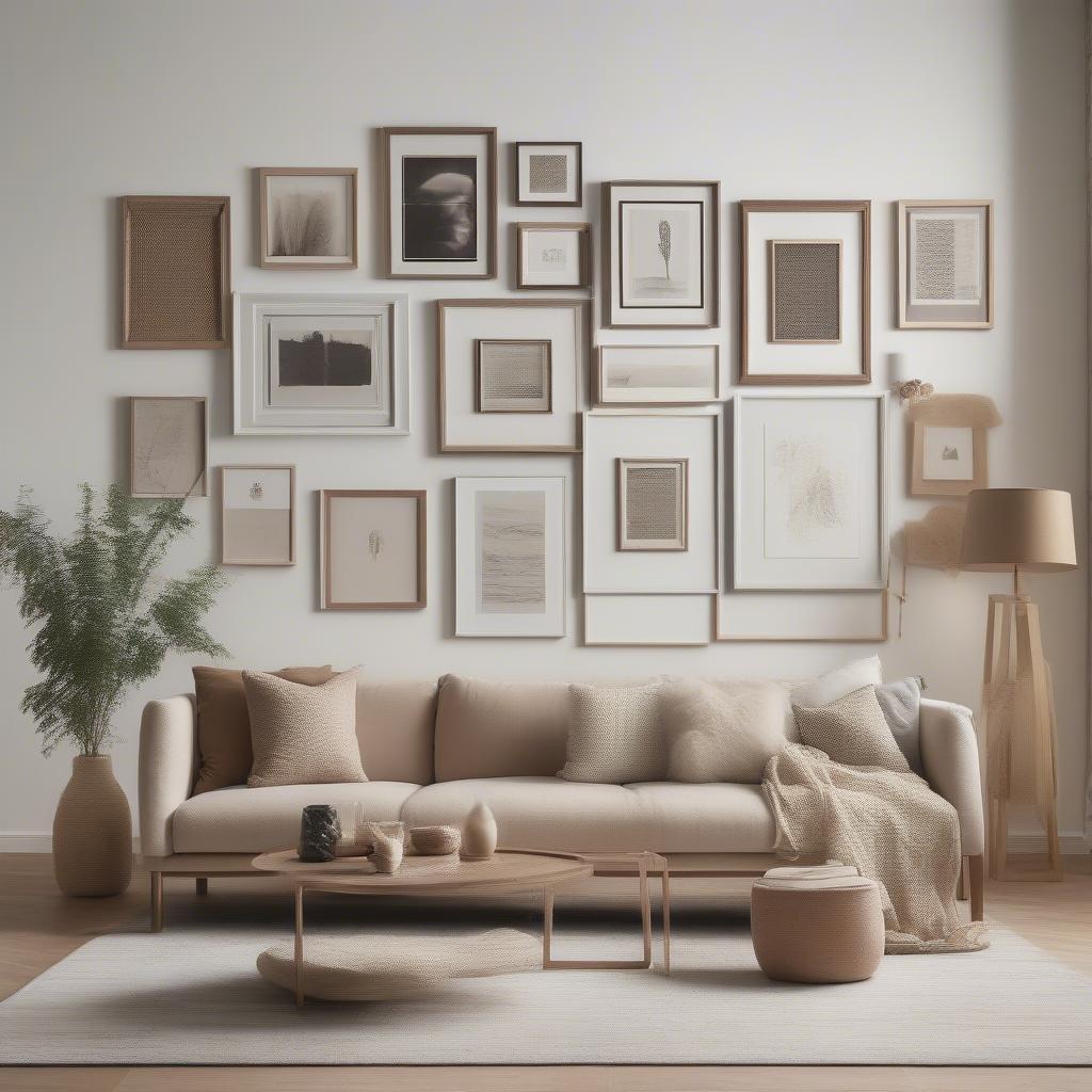 Various wall frame display options in a home setting