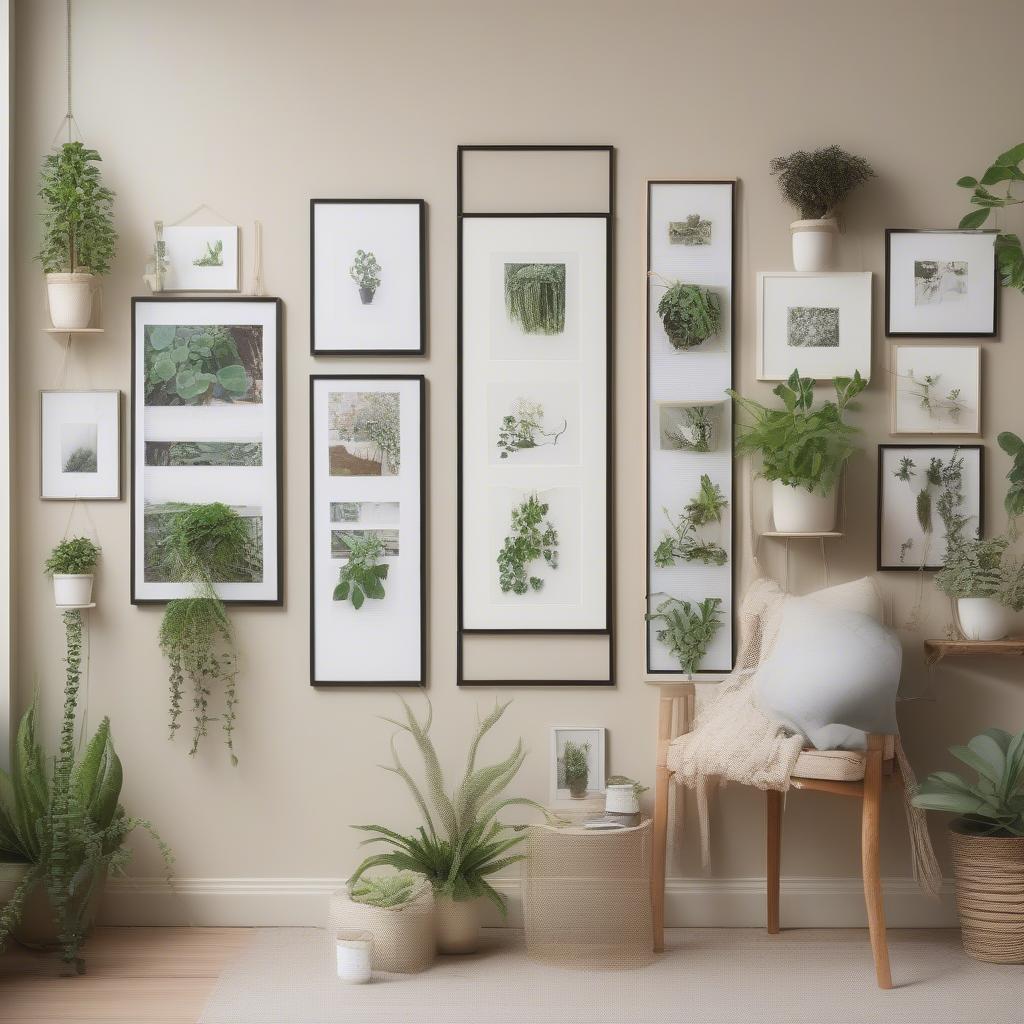 Wall Hanging Photo Display with Plants