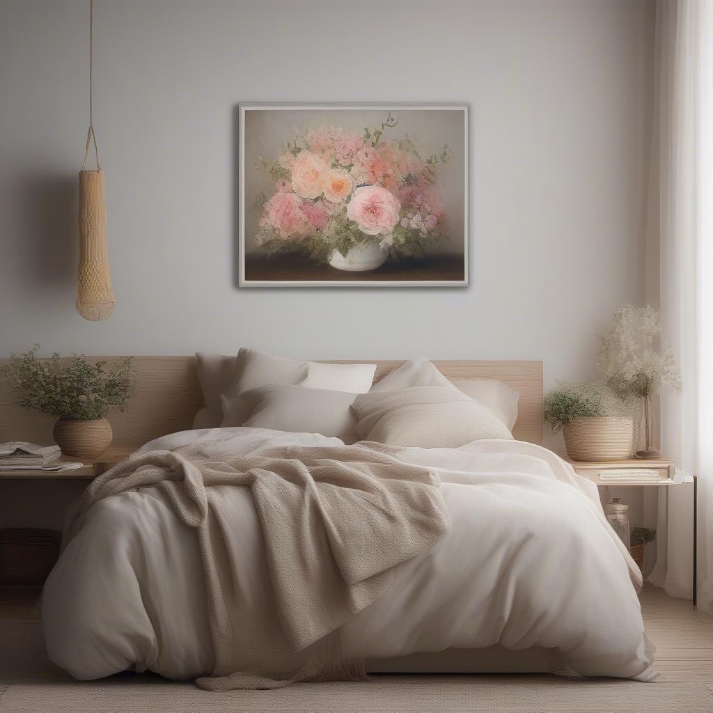 Wall Print Canvas in a Bedroom