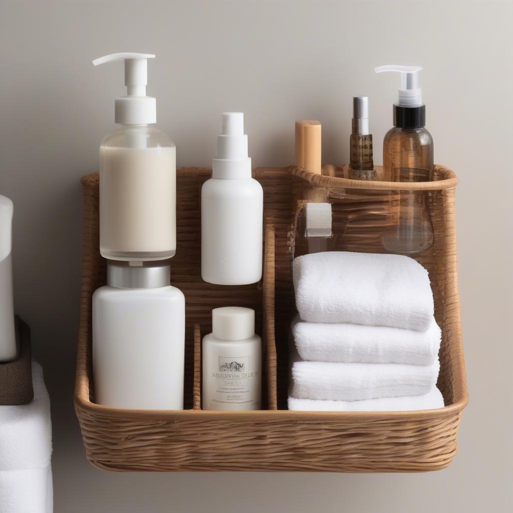 Warmie Junior basket used to store towels and toiletries in a bathroom