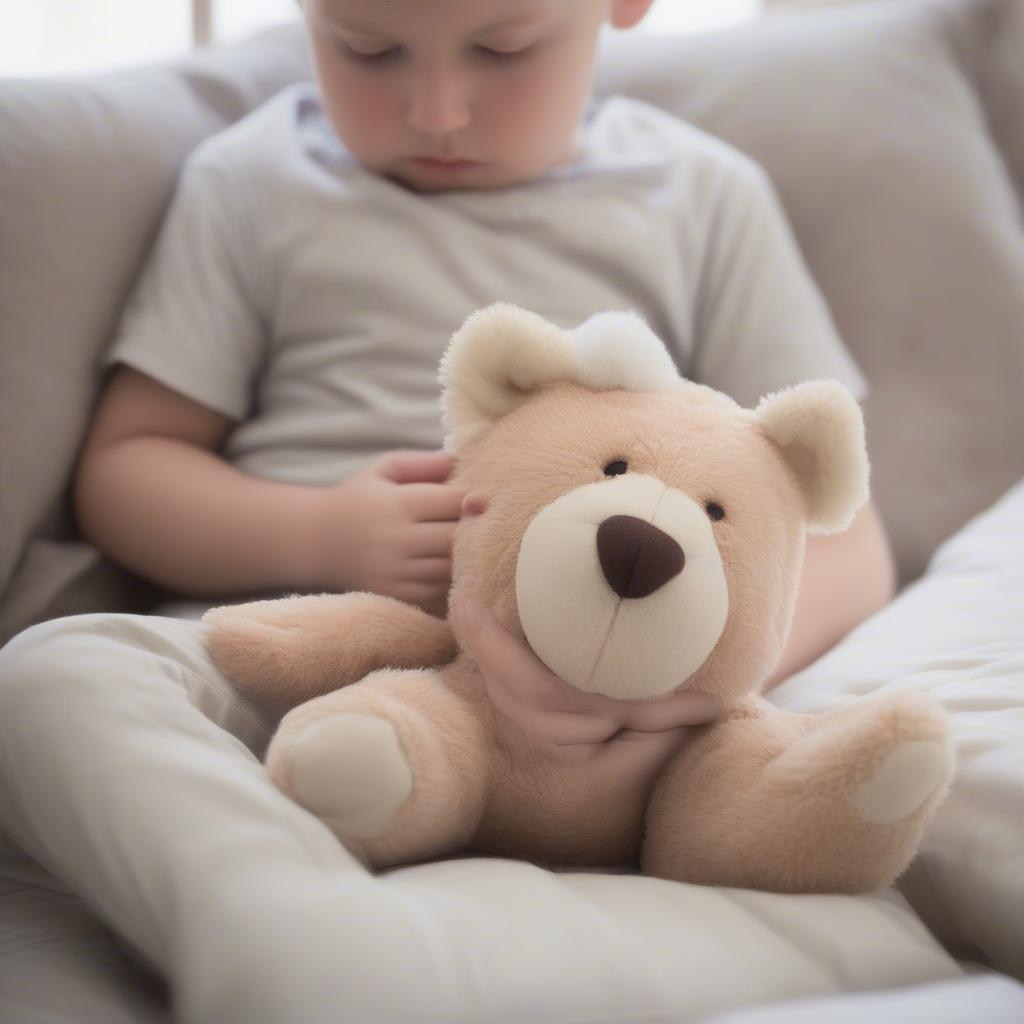 Child Sleeping with a Warmies Bear