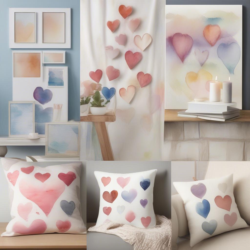 Watercolor Hearts Home Decor Ideas