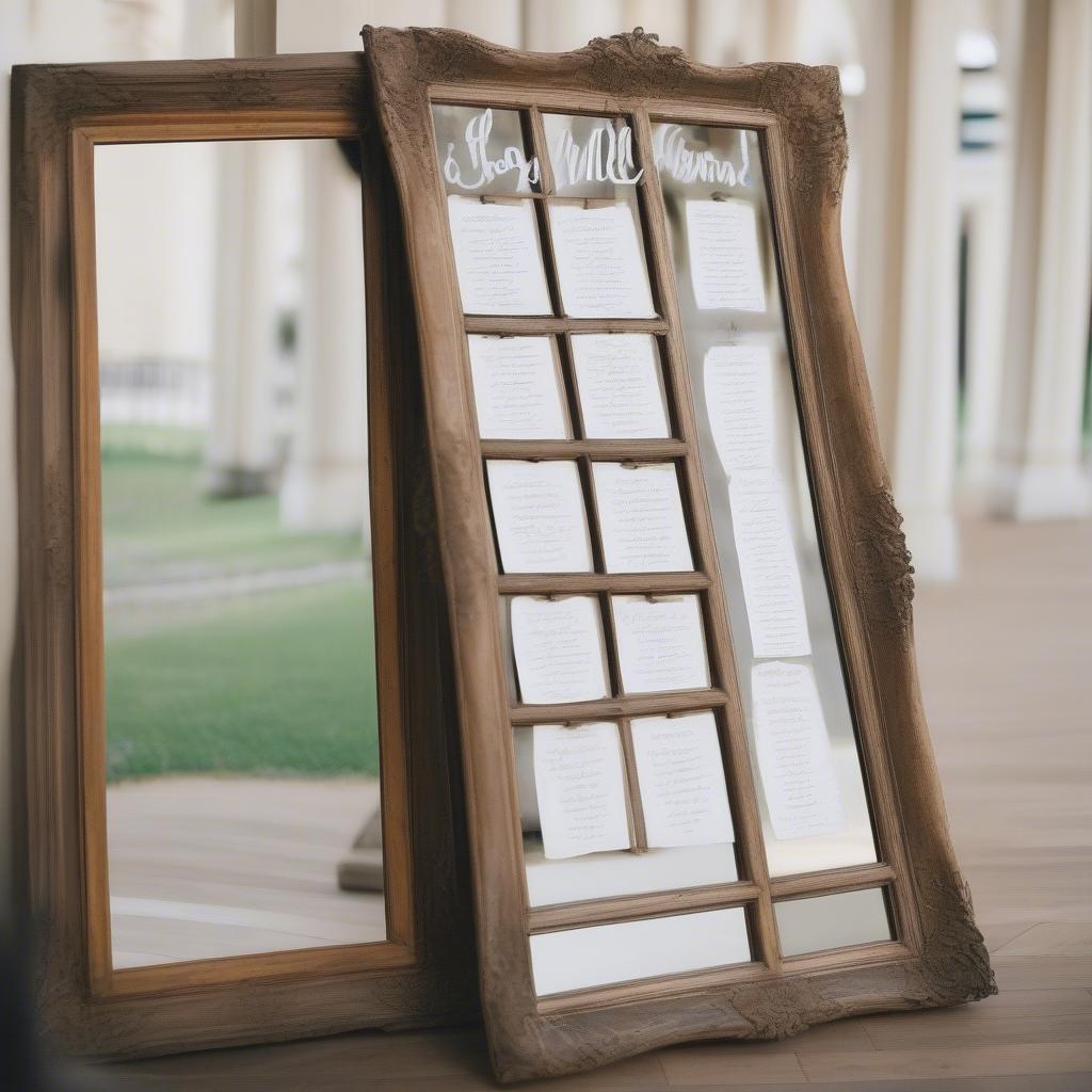 Rustic Seating Chart on a Full-Length Mirror