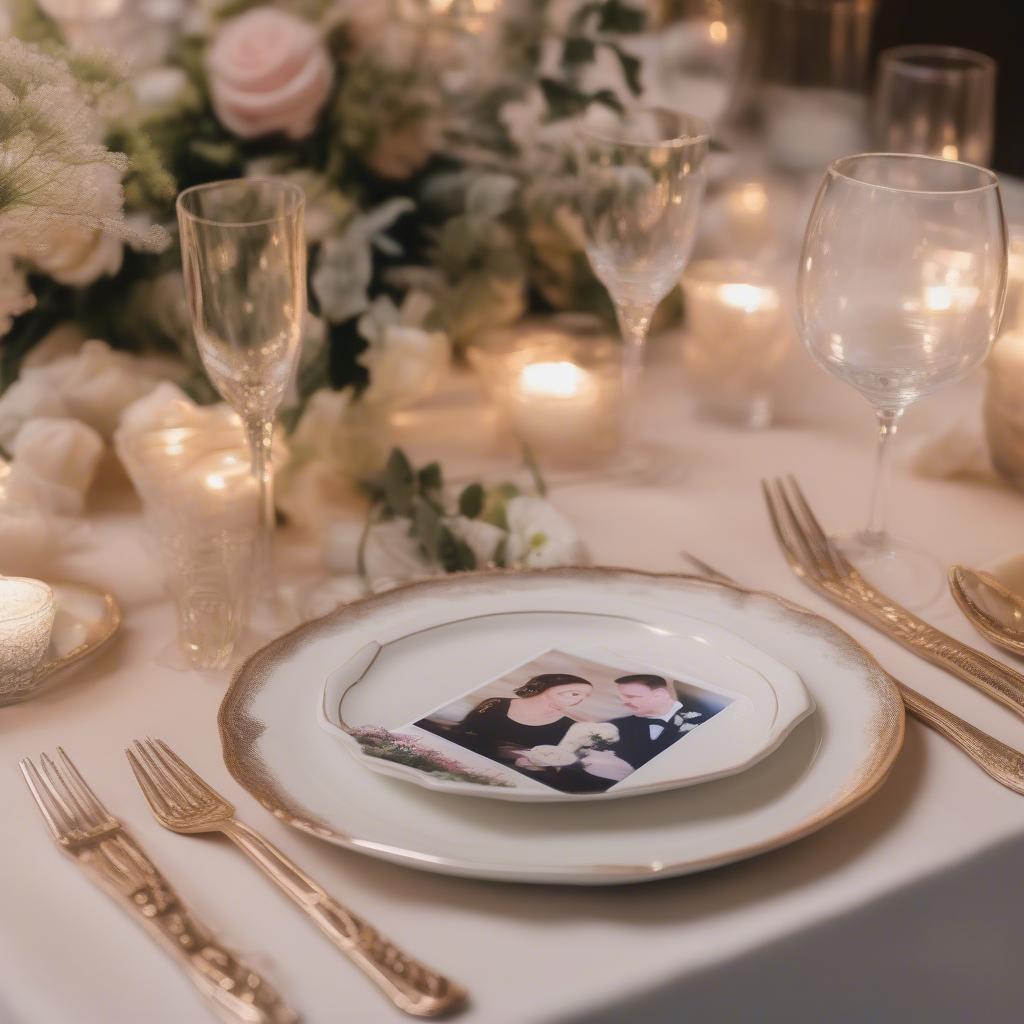 Personalized Photo Paper Plates for a Wedding Reception