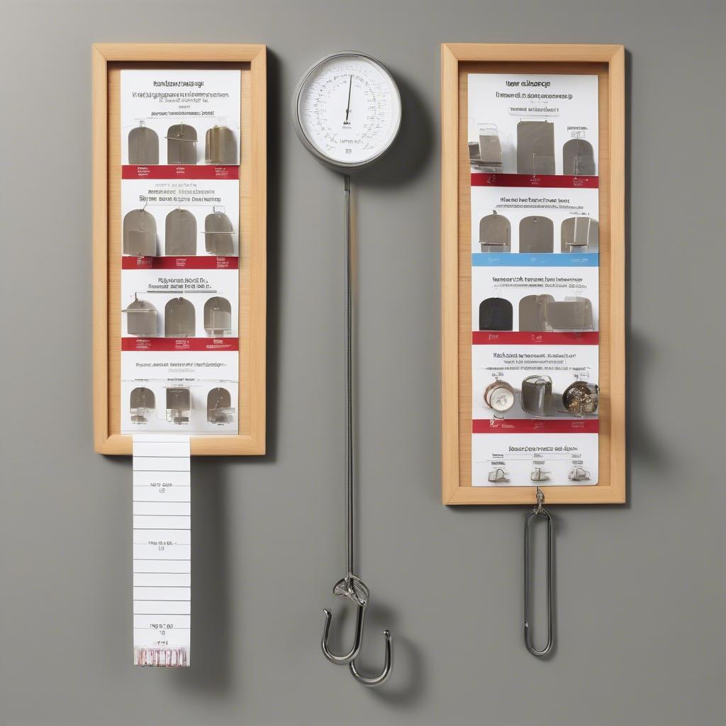 Chart showing weight capacities of different picture hanging hooks