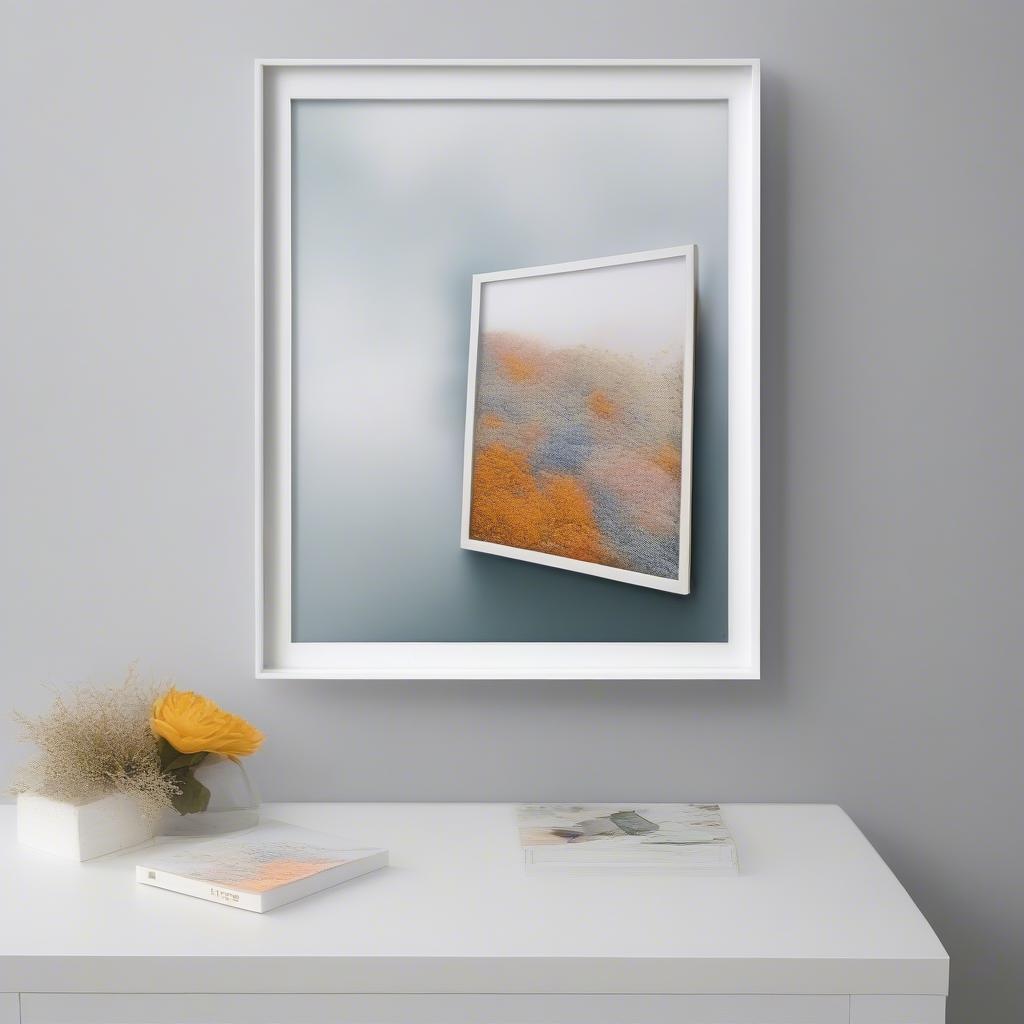 White 11x14 Matted Frame Displaying Artwork