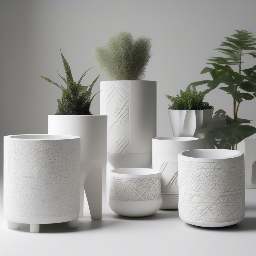 Different Styles of White Cement Planters