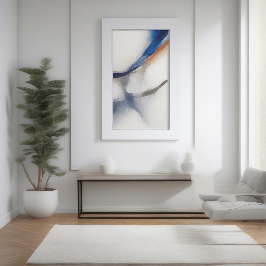 24x36 White Floating Frame with Abstract Art