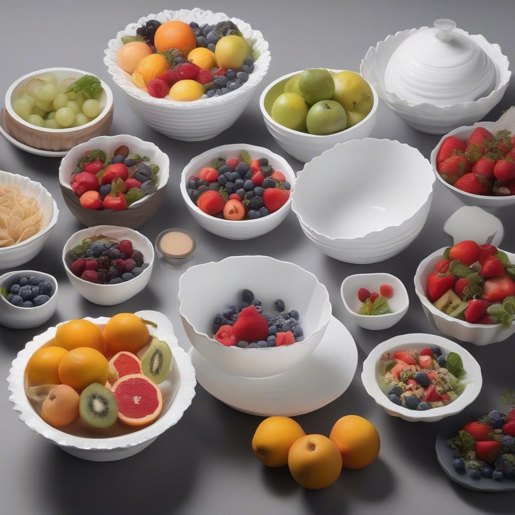 Variety of White Fluted Bowls