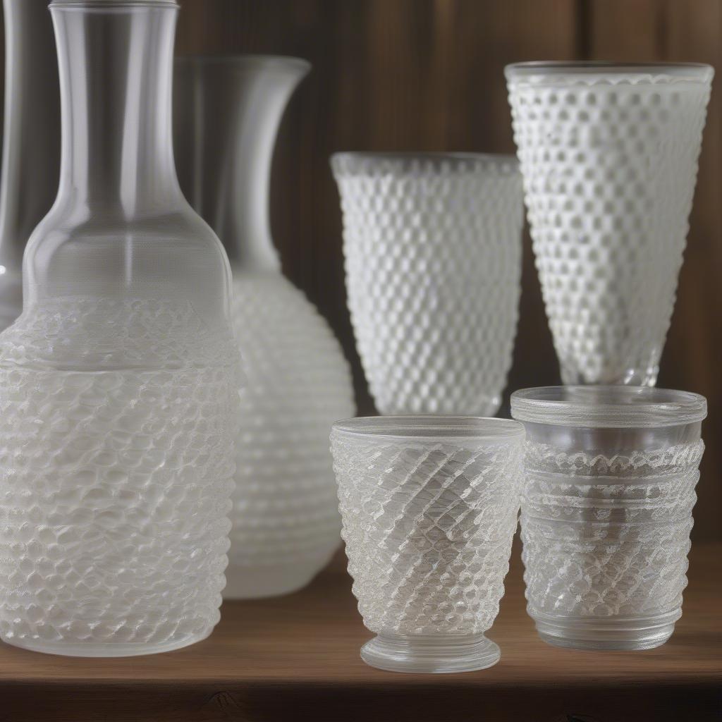 Collection of White Hobnail Glassware