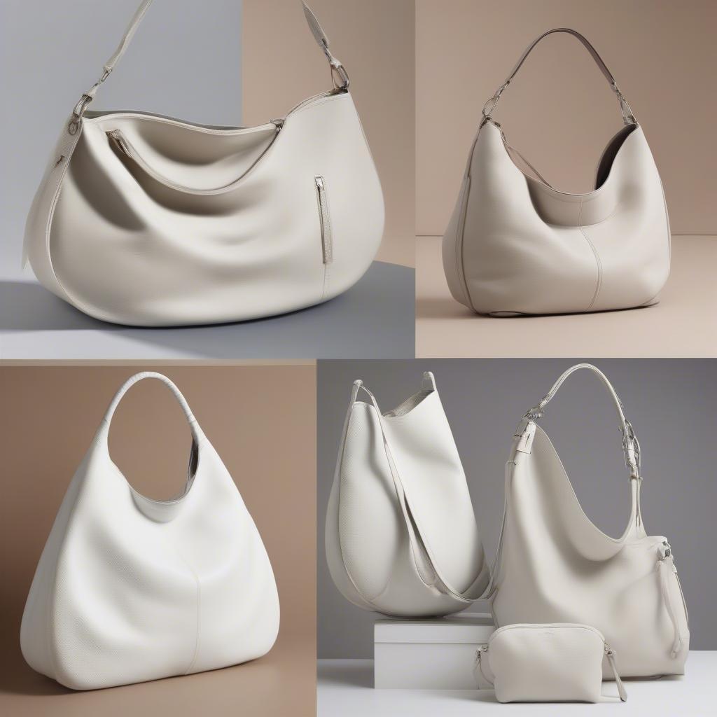 White Leather Hobo Handbags in Different Sizes