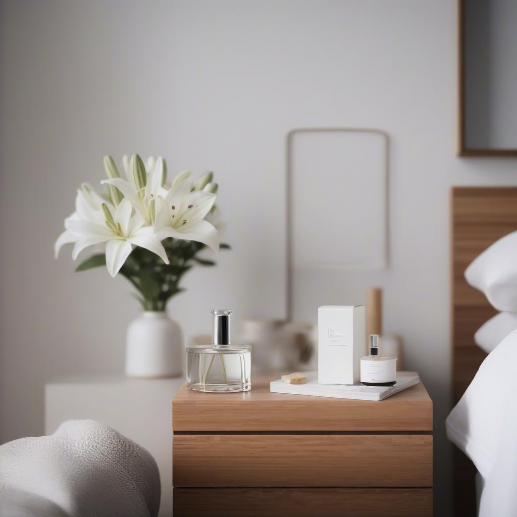 White Lily Fragrance Diffuser in a Serene Bedroom