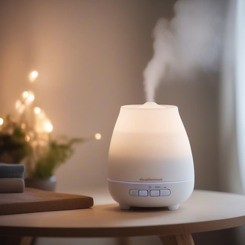 White Oil Diffuser in a Serene Bedroom