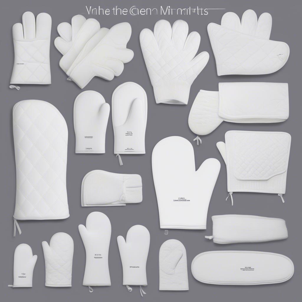 Variety of White Oven Mitt Styles and Sizes