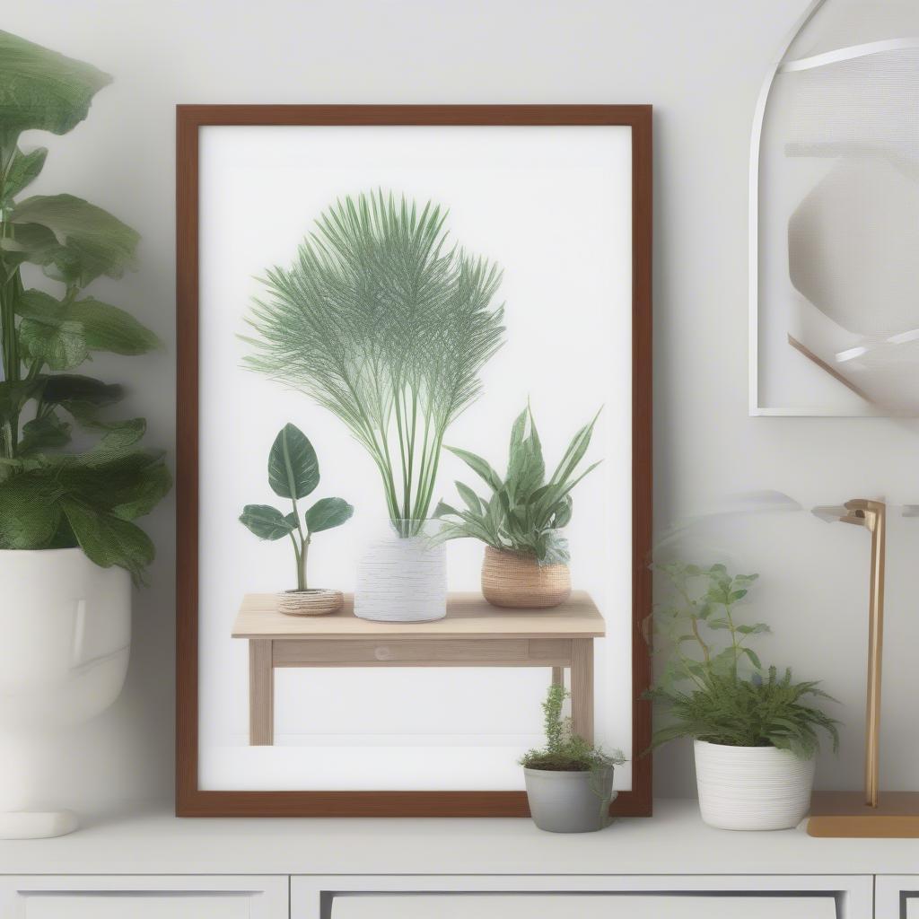 White 20x30 Poster Frame with Plant