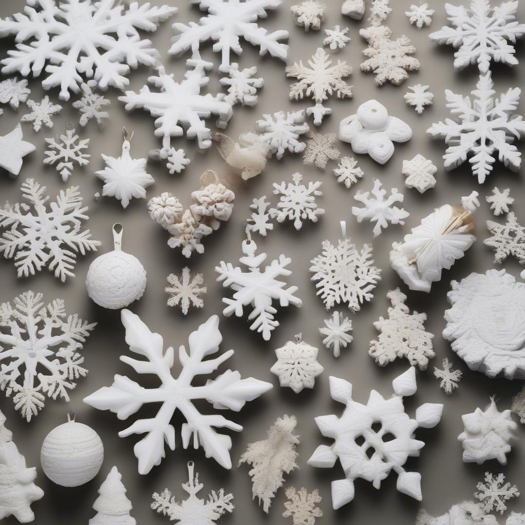 Variety of White Snowflake Ornament Materials