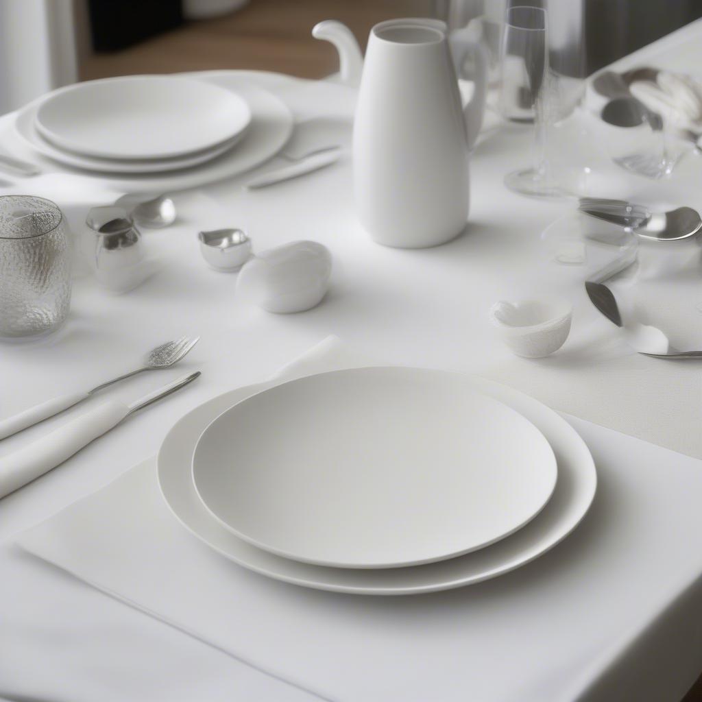 White vinyl placemats on a dining table setting