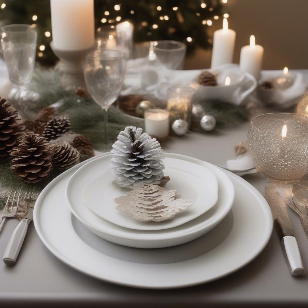 White vinyl placemats with holiday decorations