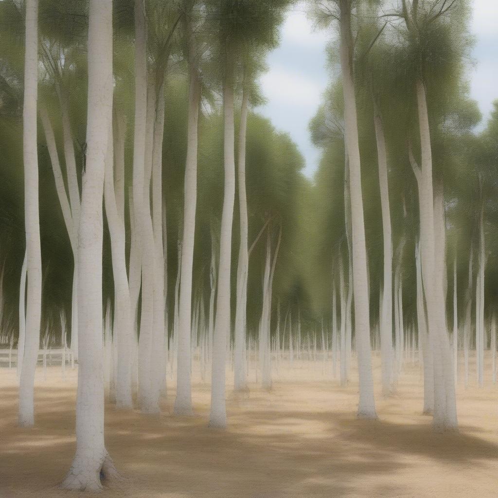 Whitewashed Trees in a Landscape