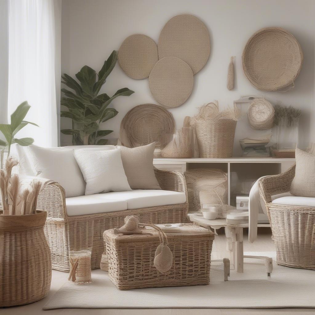 Whitewashed Wicker Room Decor