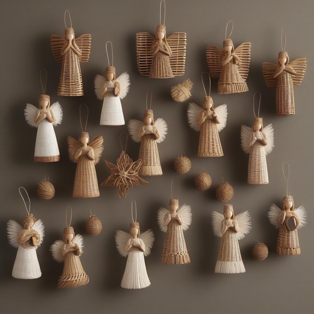 Wicker and Rattan Angel Ornaments