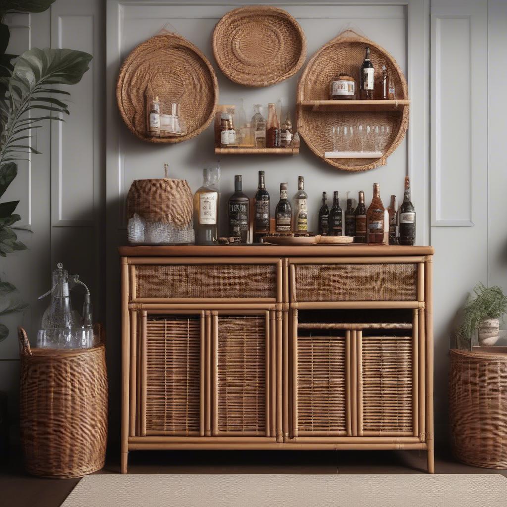 Wicker and Rattan Home Bar Decor