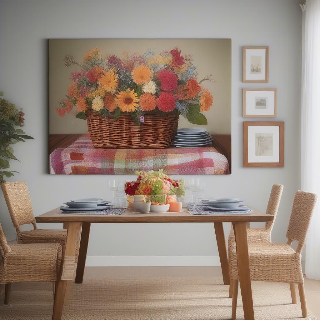 Wicker Basket Canvas Print in Dining Room