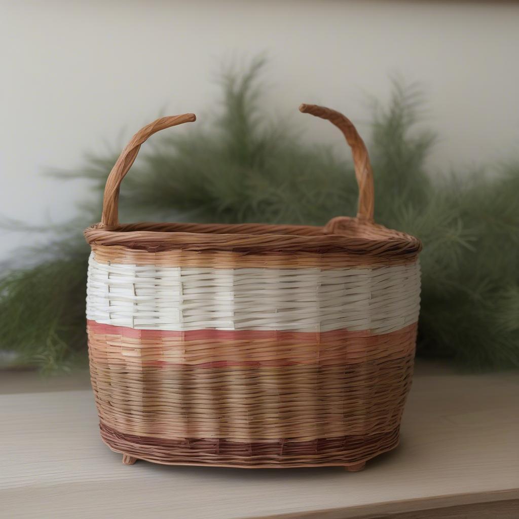 Wicker Basket on Wood Base