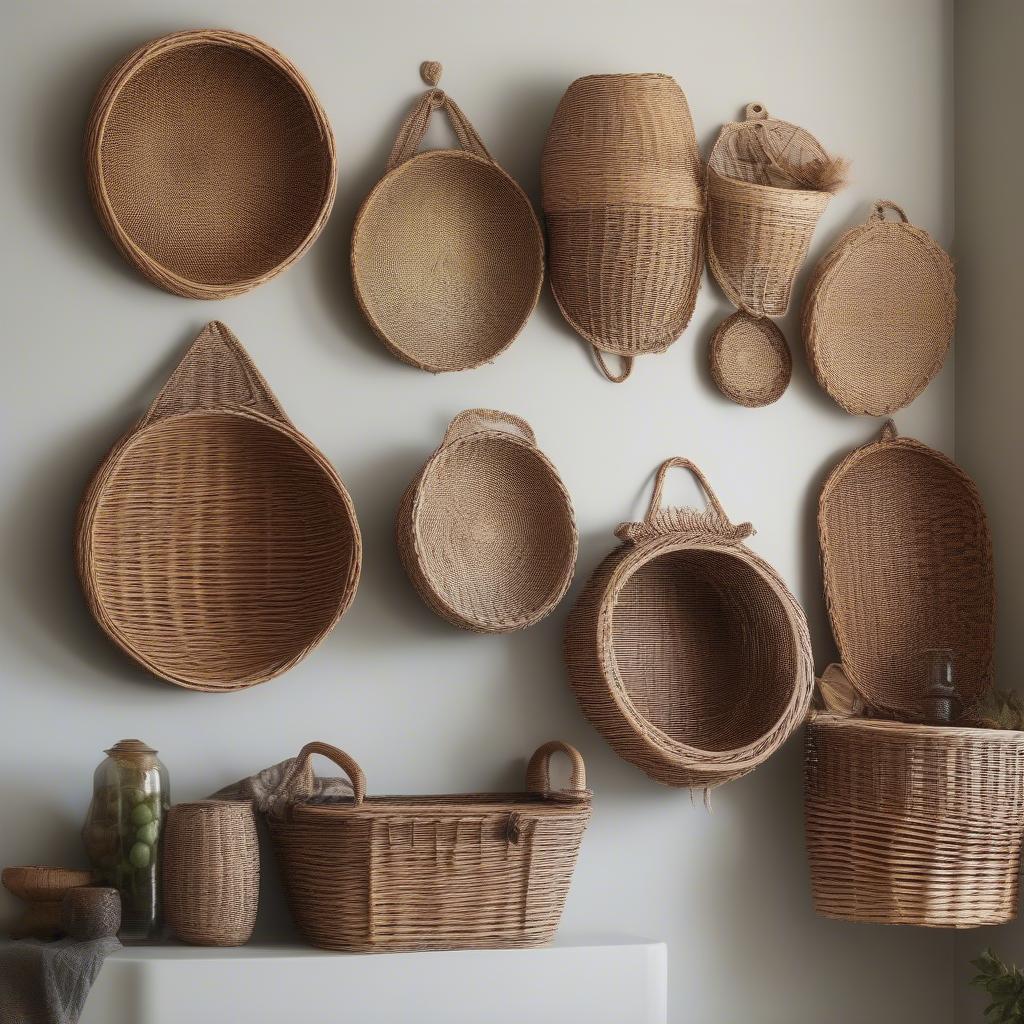 Wicker Baskets Kitchen Wall Decor