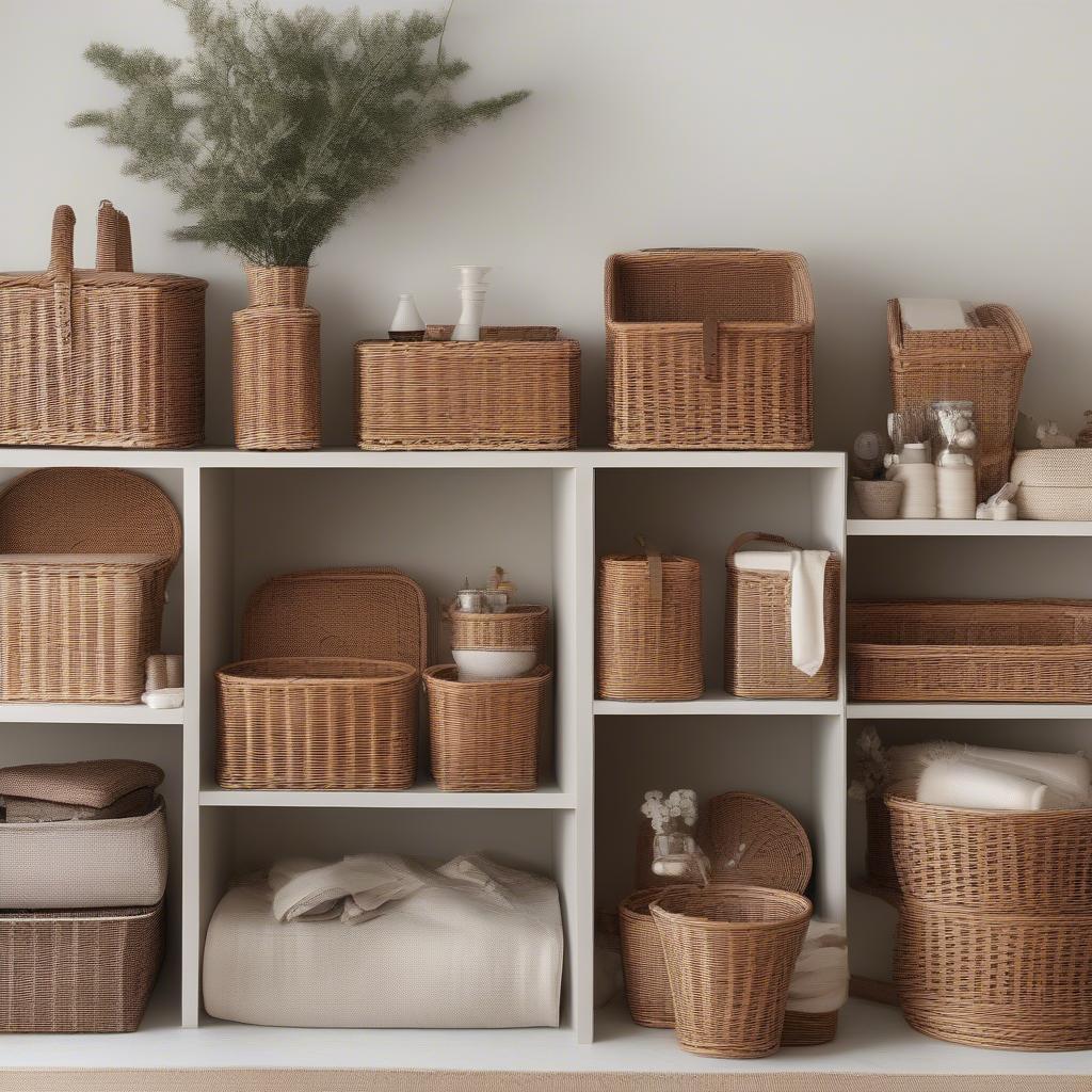 Wicker Baskets on a Shelf