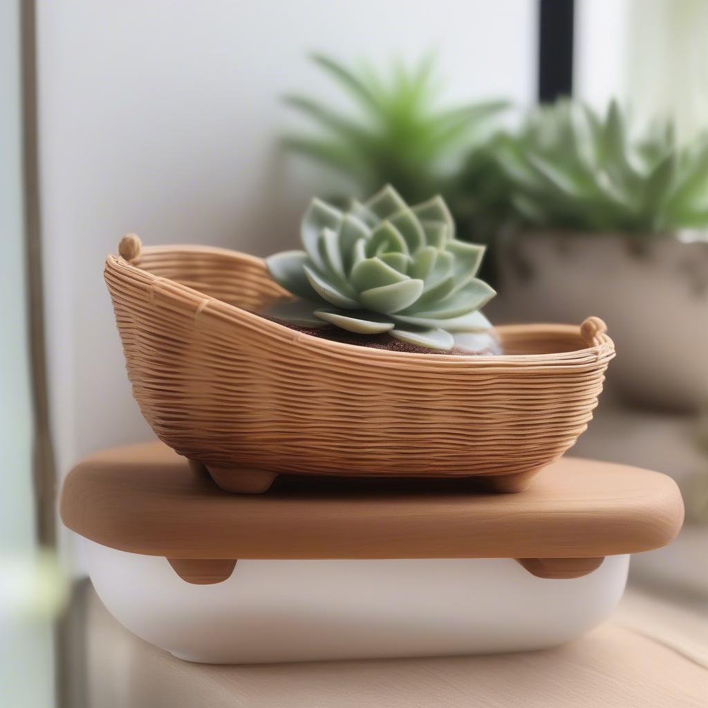 Wicker Bathtub Shaped Soap Dish