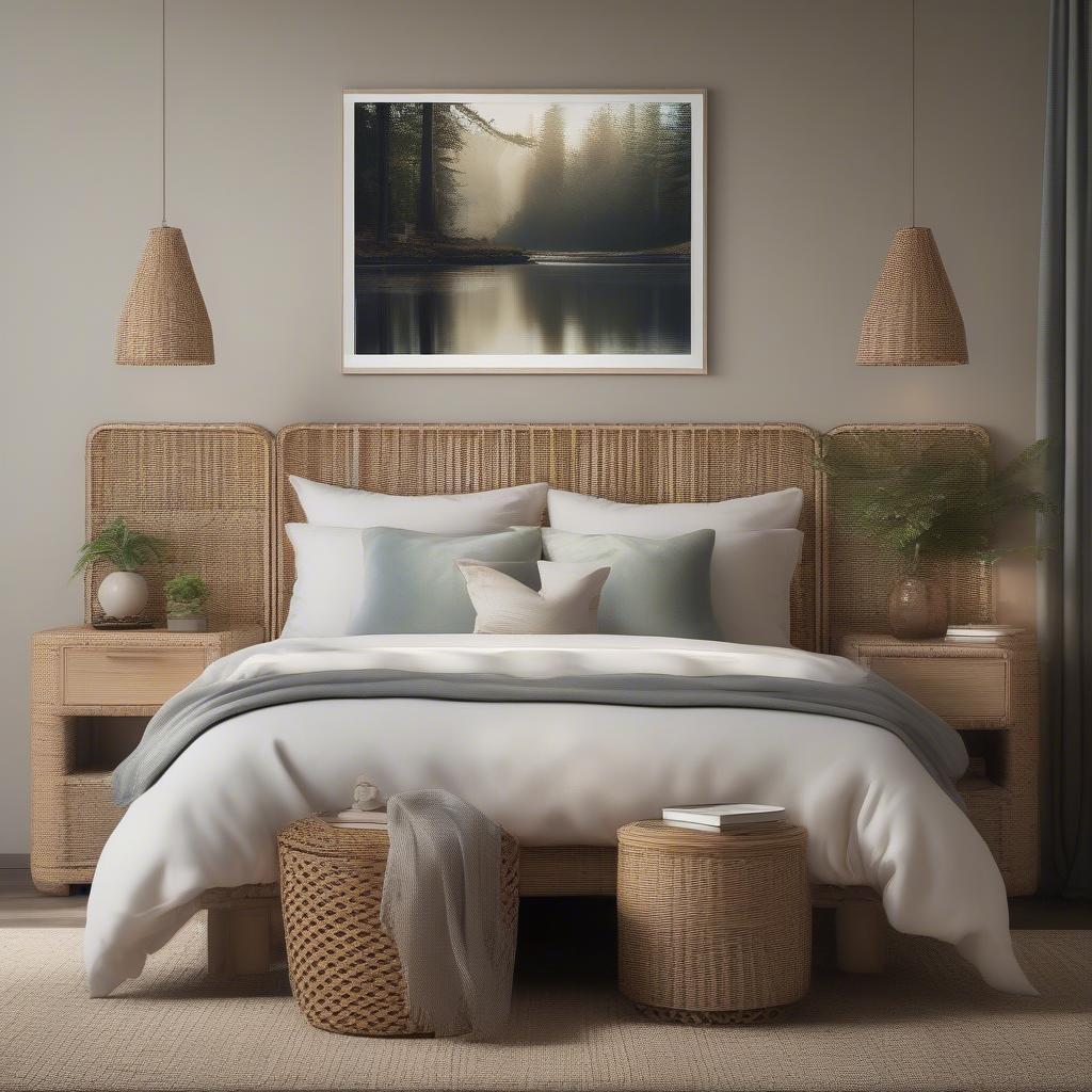 Wicker Bedroom with Canvas Print