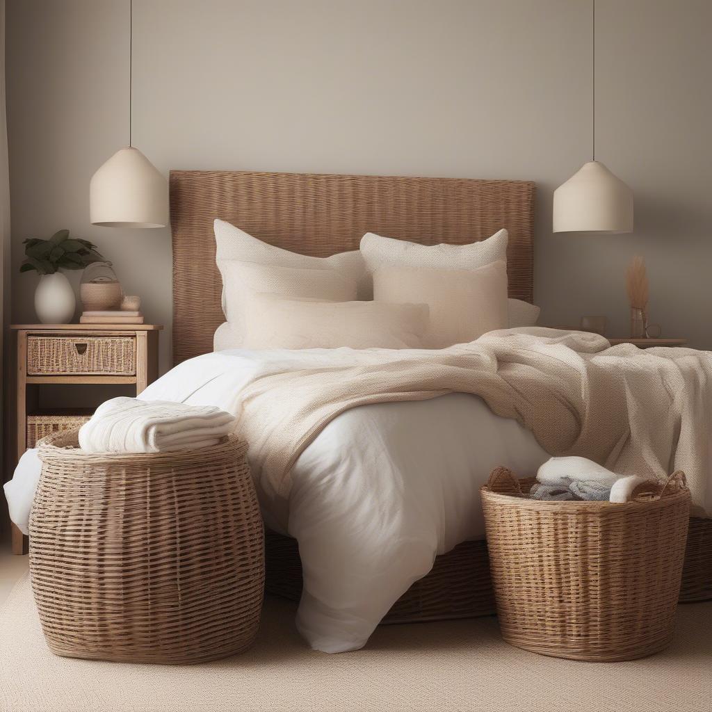 Wicker Accents in a Bedroom