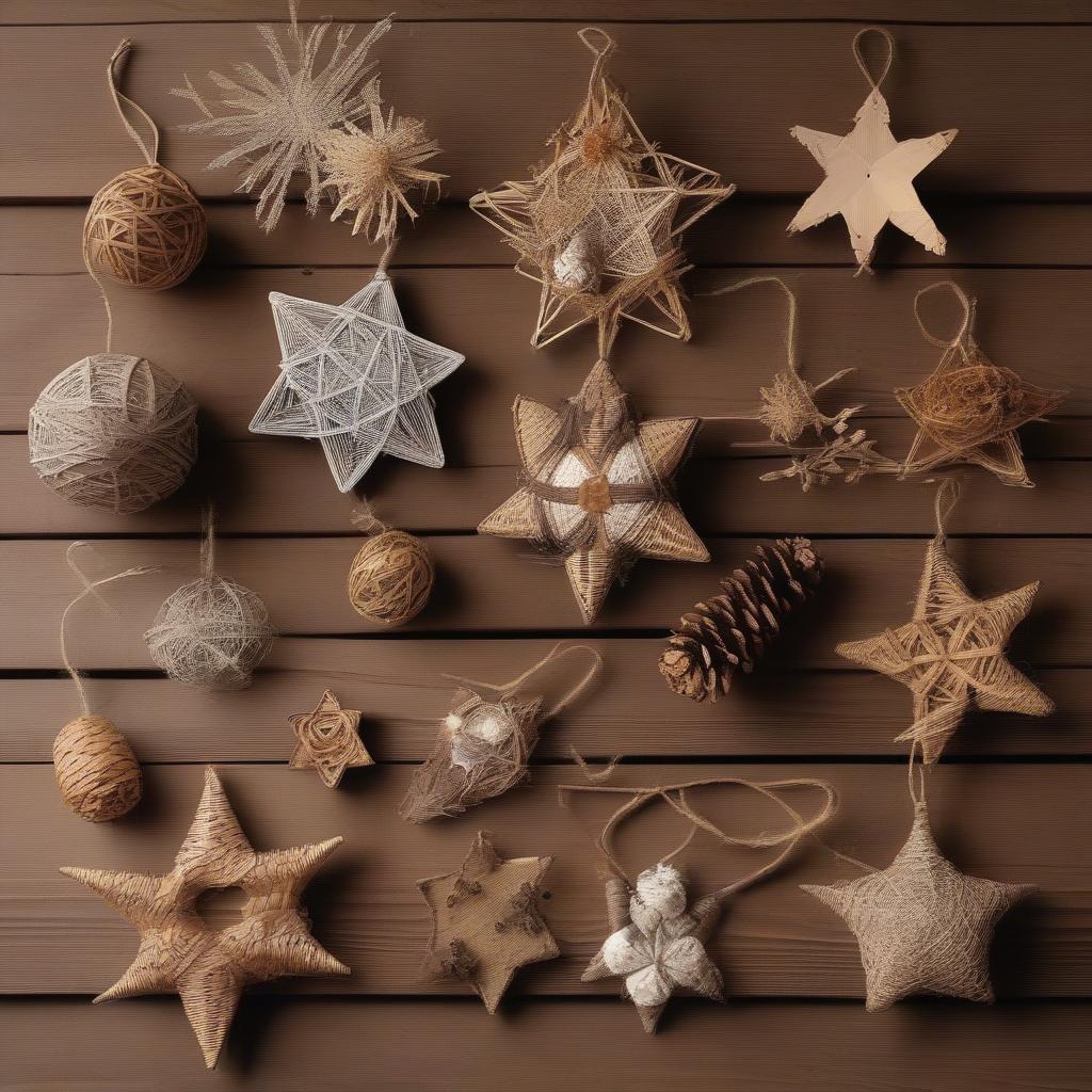 Handmade wicker Christmas ornaments add a personal touch to holiday decorating.