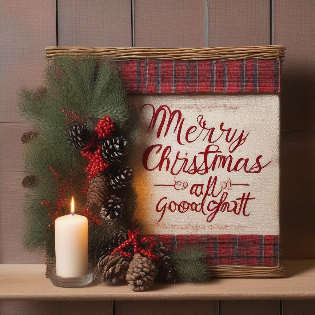 Wicker Christmas Sign Wall Hanging Decor