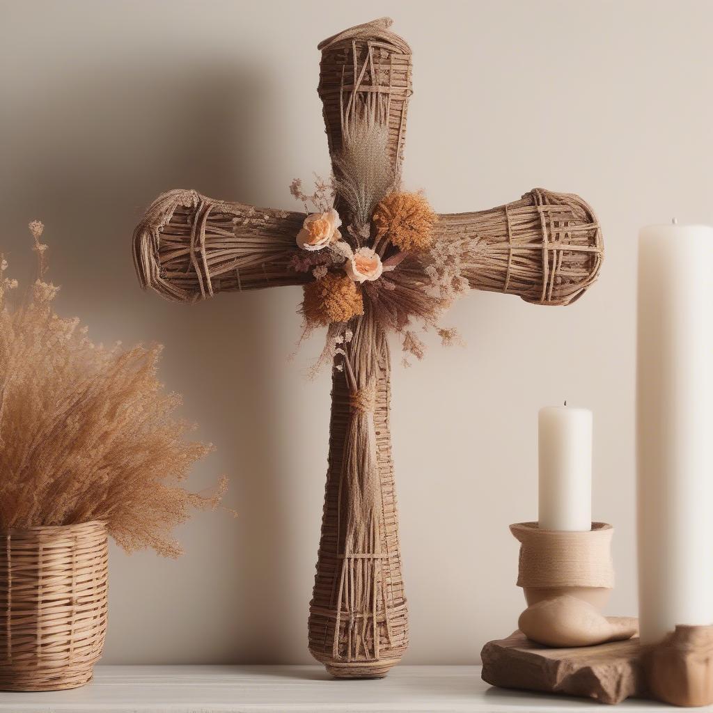 Wicker Cross Wall Hanging