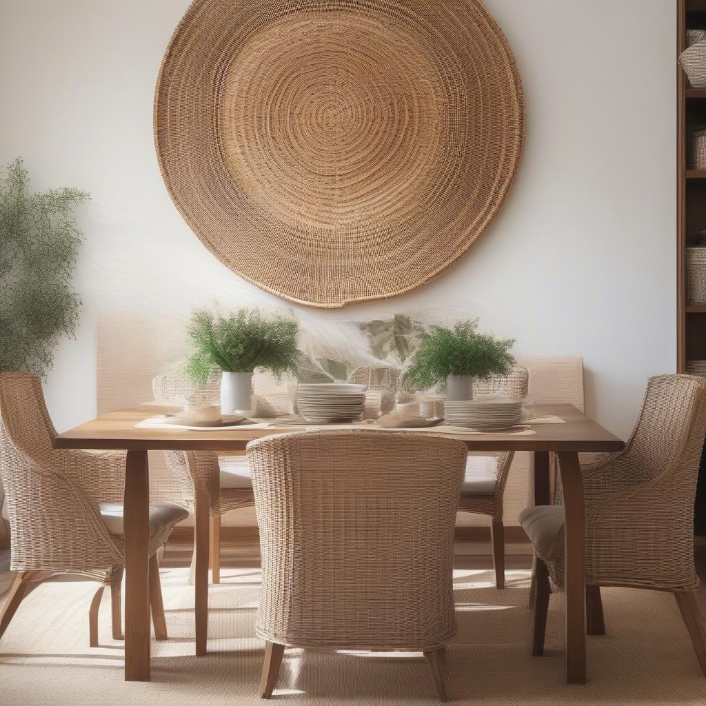 Wicker Dimensional Wall Art in Natural Light