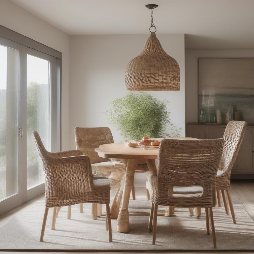 Wicker Dining Chairs in a Dining Room