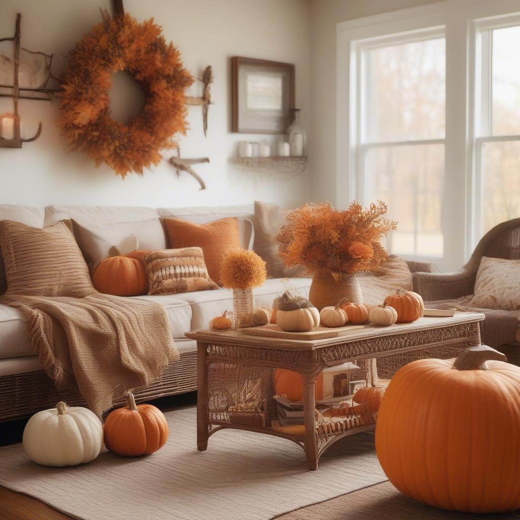 Wicker Furniture Arrangement for Fall