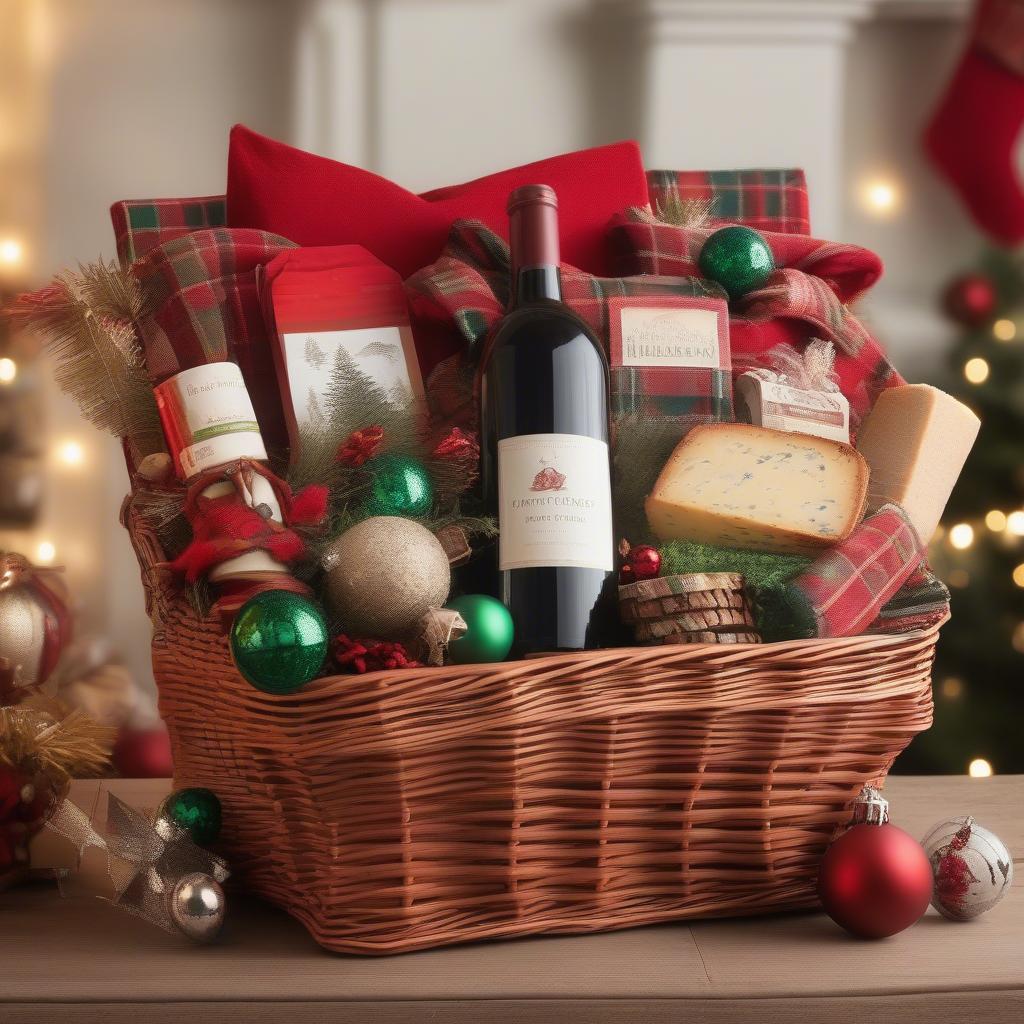 Christmas Wicker Gift Basket