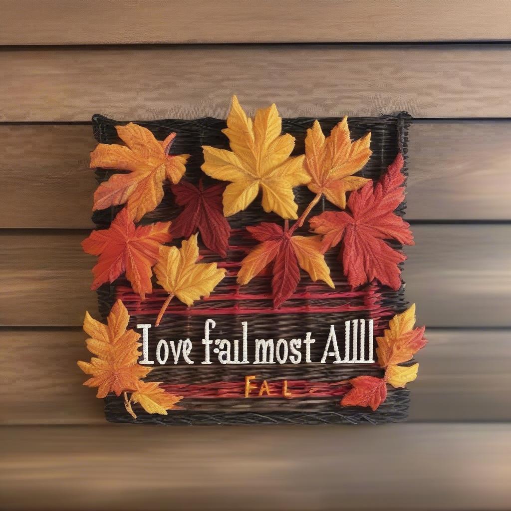 Wicker "I Love Fall Most of All" Sign with Fall Foliage