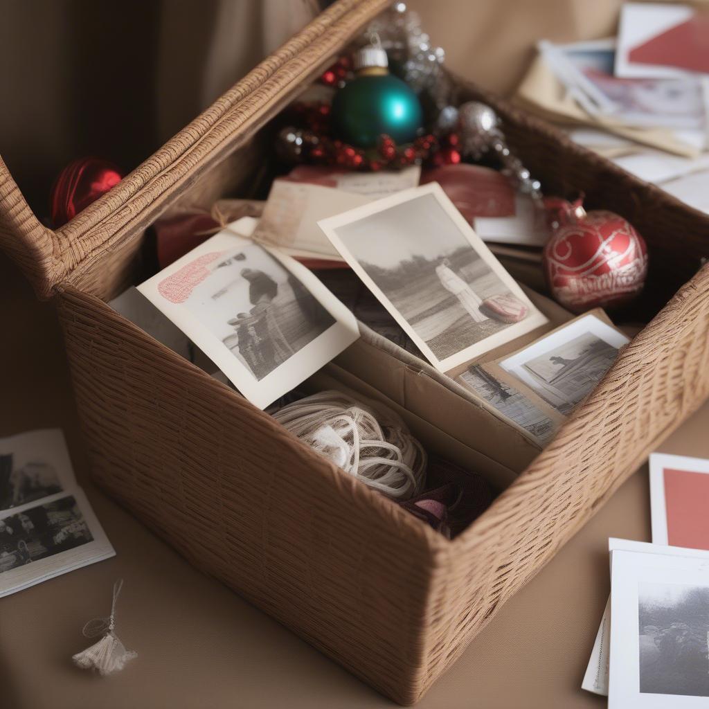 Wicker Box Storing Xmas Letters