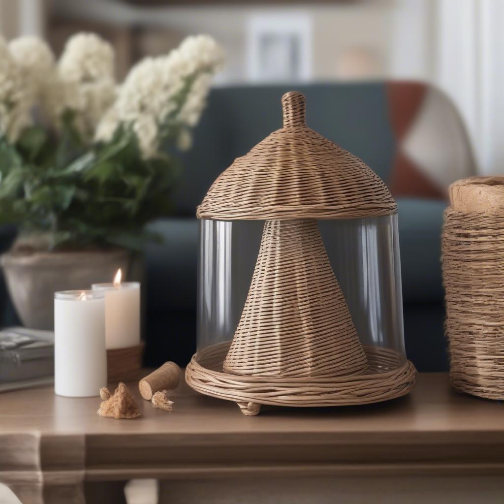 Wicker Match Cloche in Home Decor