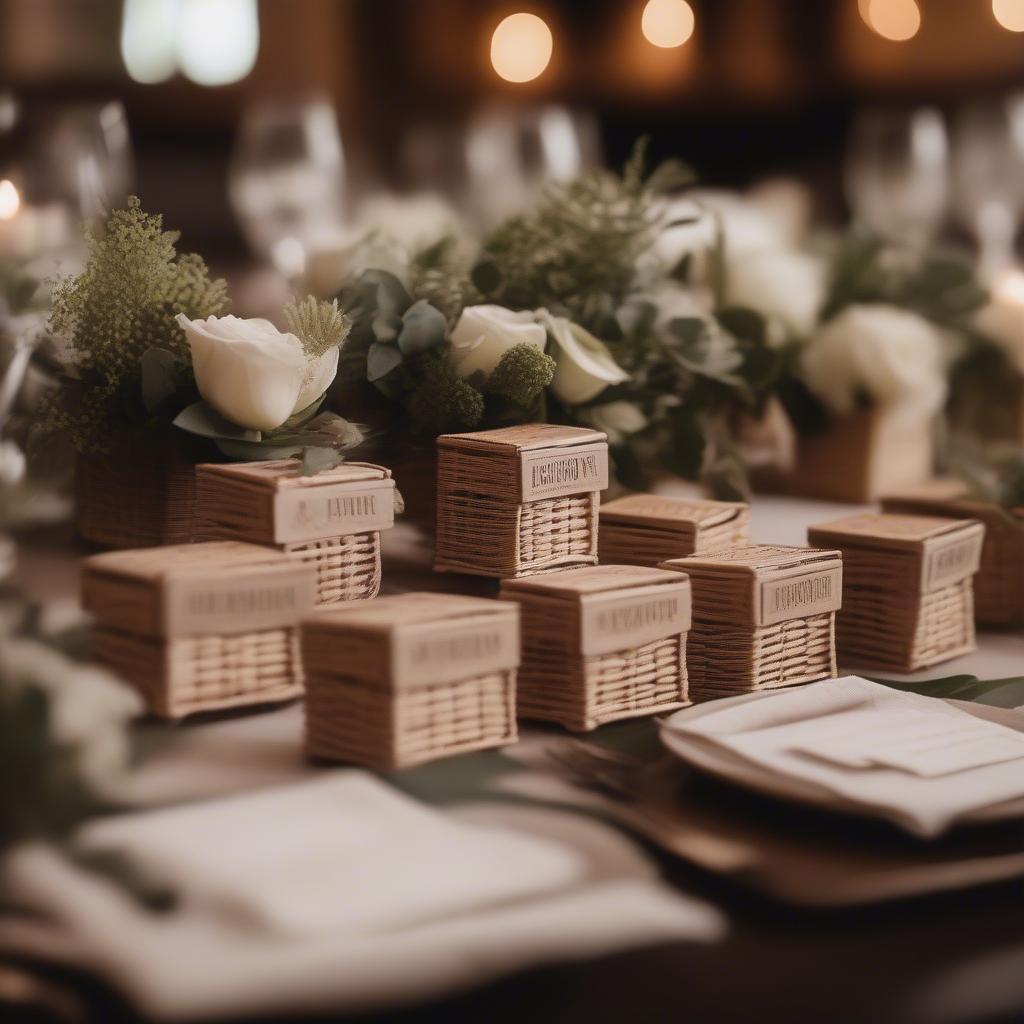 Wicker Matchbox Display at a Wedding